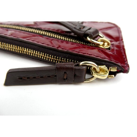 Dooney & Bourke Burgundy Quilted Leather Keychain Wallet Card Holder With Zipper - Picture 14 of 16